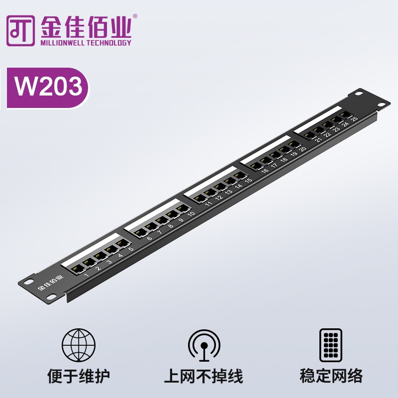 金佳佰業 25口機架式語音配線架 帶模塊 W203